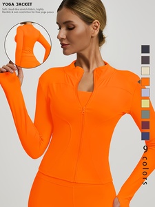 Veste coupe-vent légère pour femme, brodée, doublée, unie, à séchage rapide, zippée, manches longues, pour le yoga, la course à pied et les activités de plein air - Product Image 5