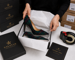 Custom Women Tartan Stiletto Heels | Scottish Plaid <b>Pointed</b> Toe High Heel Pumps | OEM ODM Fashion Dress Shoes Manufacturer - Product Image 5