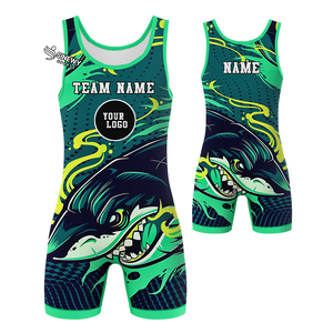 Custom Sublimation Printing Spandex/Polyester Stretch <b>Professional</b> Wrestling Singlet Competition Uniform Lightweight Quick Dry - Product Image 1
