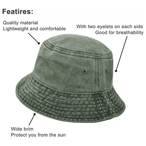Chapeau Bob Unisexe en Toile de Coton Vert Couleur Unie Style Décontracté Printemps-Été Taille Adulte 56-58CM - Product Image 4