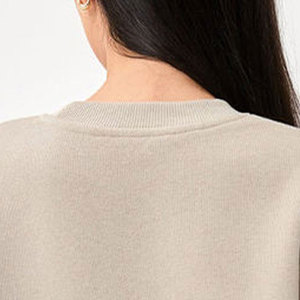 Sudadera Oversize de Cuello Redondo para Mujer, Color Sólido, 100% Algodón Tejido, Manga Larga, Otoño, Ecológica, Bordada, Estilo Urbano - Product Image 4