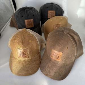 Custom Vintage Embossed PU Leather Logo <b>Patch</b> Baseball Cap Dad Hat Mesh Trucker Hat Sports Cap - Product Image 3