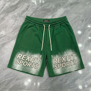 กางเกงกีฬาขาสั้นสีเหลืองสำหรับผู้ชายแบบกำหนดเอง REXFIT SPORTS กางเกงกีฬาพิมพ์ลาย กางเกงออกกำลังกายระบายอากาศได้ดี กางเกงขาสั้นสตรีทแวร์ผ้าฝ้ายผสม - Product Image 3