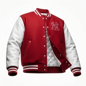 Blouson universitaire personnalisé en laine, polyester, coton et toile, doublé polaire, décontracté, pour l'hiver, avec logo frontal - Product Image 2