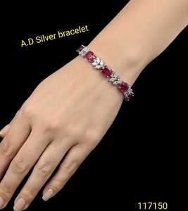 สร้อยข้อมือดีไซน์เนอร์หินรีสีชมพูเคลือบสีเงินสุดหรูสำหรับผู้หญิงงานแต่งงานงานเลี้ยงครบรอบชุดเครื่องประดับแฟชั่น - Product Image 3