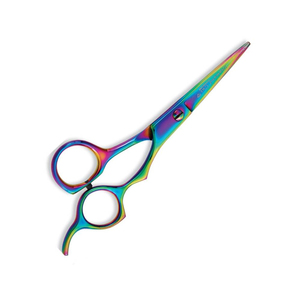 Ciseaux de coiffure professionnels en acier inoxydable, lame tranchante, manche moyen, pour droitiers, finition arc-en-ciel, ciseaux de salon - Product Image 1