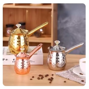 Modern Design Food Safe Metal Made Turkish Arabic Coffee Pot with Wooden Handle Stovetop Coffee <b>Maker</b> <b>Tea</b> Pot Hot Selling - Product Image 4