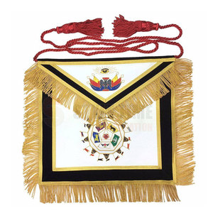 Tablier de regalia maçonnique de luxe, broderie 3D de qualité supérieure, fixation par épingle de sûreté, style classique - Product Image 2