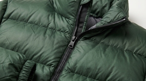 Veste d'hiver pour homme en duvet vert, col montant, fermeture éclair, coupe-vent, décontractée, coupe régulière, couleur unie - Product Image 3