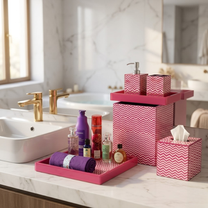 Luxury Bathroom Accessories Set Clear Glass Thick Durable Soap Dispenser <b>Toothbrush</b> <b>Holder</b> Tumbler Soap Dish Modern Washroom - Product Image 2