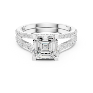 Split Shank GRA Certified <b>Ring</b> <b>Crafted</b> From 14k Solid White Gold Pretty Asscher Shaped Lab Grown Diamond Engagement-Wedding <b>Ring</b> - Product Image 4