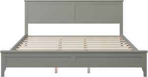 Modern Gray Solid <b>Wood</b> King <b>Platform</b> <b>Bed</b> with Sturdy Construction Easy Assembly Traditional Design Optimized Comfort - Product Image 2