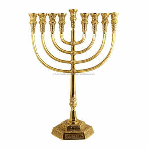 Menorah Candle Holders Highly Polished Brass Metal Candelabra Multi <b>Branch</b> Indoor Home Decor Designs Metal Candle Holders - Product Image 3