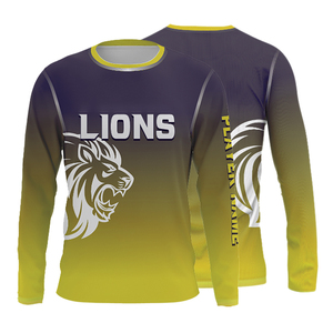 Camiseta Deportiva Personalizada de Manga Larga con Diseño de León, Camiseta con Degradado Sublimado, Ropa Deportiva, Uniforme de Equipo, Top Transpirable para Entrenamiento - Product Image 1