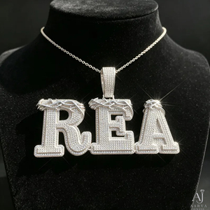 Collar con colgante de letra con púas estilo Hip Hop, con incrustaciones de moissanita y diseño de corona de espinas, chapado en oro, joyería con nombre personalizado, regalo - Product Image 4