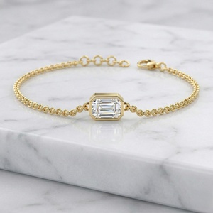 0.50CTW Emerald Bezel-Set Diamond Station <b>Bracelet</b> - Product Image 2