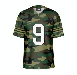 เสื้อฟุตบอลลายพรางสีดำสำหรับผู้ชาย คอวี แขนสั้น เบอร์ 9 พิมพ์ลายแบบซับลิเมชั่น ระบายเหงื่อได้ดี - Product Image 5
