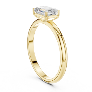 Bague de fiançailles solitaire en or jaune avec diamant de laboratoire taille émeraude pour femme, cadeau d'anniversaire de mariage - Product Image 3