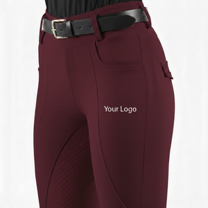 Leggings de equitación elásticos en 4 direcciones, de cintura alta, con silicona en toda la asiento, leggings de compresión para mujer. - Product Image 1