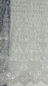 Designer Handwork Beads Imported Tulle <b>Fabric</b> <b>for</b> Wedding Apparel Party Wear Veils & High-End Fashion Garments - Product Image 4