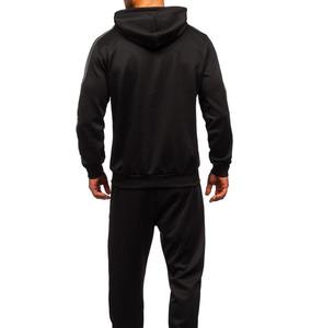 Chándal Deportivo Personalizado para Hombre, con Capucha, Color Negro, Mangas Largas, Bloques de Color, para Otoño, con Bolsillos Laterales, Corte Regular, 100% Poliéster - Product Image 2