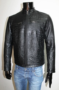 Chaqueta de cuero para hombre de alta calidad con logotipo personalizado, chaqueta bomber negra con relieve, chaqueta de cuero genuino para hombre - Product Image 1