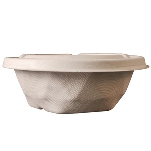 Hot Selling Disposable Sugarcane Pulp Diamond Shapes Bowl <b>Lid</b> 24oz Biodegradable Party Catering Food Packaging for Restaurants - Product Image 4