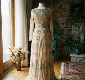 Vestido de Noche Largo de Lujo con Cuentas Hechas a Mano, Vestido Maxi Modesto Bordado, Ropa Formal Personalizada para Fiestas - Product Image 2