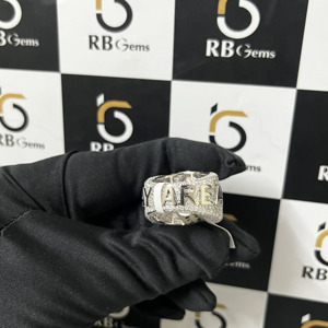 Bague en argent S925 de haute qualité avec moissanite VVS, collection RB Gems, design tendance hip-hop avec lettres serties de diamants - Product Image 2