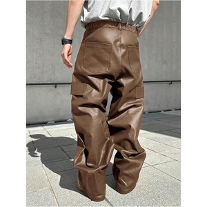 Custom <b>Men</b>’s <b>Leather</b> Pants Slim Fit Motorcycle <b>Trousers</b> Fashion Casual <b>Leather</b> Pants Streetwear Bottoms OEM Private Label - Product Image 2