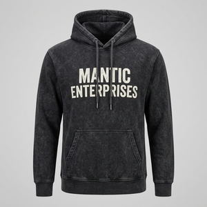 Sweat à capuche personnalisé avec logo, style vintage délavé, en coton épais noir et gris, imprimé graphique, effet vieilli, coupe oversize pour homme - Product Image 6