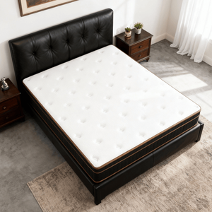 Materasso per Casa 30cm, 12 Pollici King Size, Molle Insacchettate, Bordo Nero e Oro, Rivestimento Bianco, Supporto Medio-Rigido, Design Traspirante e Rinfrescante - Product Image 3