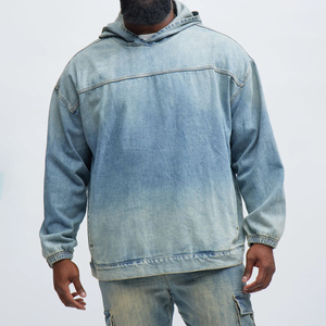 เสื้อฮู้ดดี้ฟลีซทรงโอเวอร์ไซส์คุณภาพสูง ล้างสีแบบแอซิดวอช สำหรับผู้ชาย ผ้าฝ้าย 100% ซิปเต็มตัว สไตล์เดนิมแนวสตรีท ปรับแต่งได้ น้ำหนักมาก เหมาะสำหรับฤดูหนาว - Product Image 1