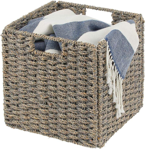 Handmade <b>Foldable</b> Square Seagrass <b>Basket</b> Eco-Friendly Storage Box with Handles Made in Vietnam - Product Image 3