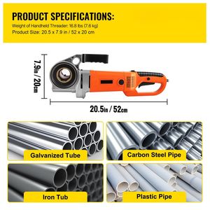 Filettatrice Elettrica Portatile da 2300W 110V con Motore in Rame e 6 Filiere per Filettatura Tubi da 1/2"-2" - Product Image 3