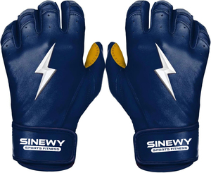 Gants de baseball d'entraînement en cuir SINEWY SPORTS turquoise avec éclair violet, fermeture auto-agrippante, unisexe, droit/gauche - Product Image 6