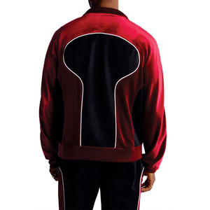 Conjunto de chándal de terciopelo de lujo para hombre, chaqueta con cremallera completa, paneles en contraste, ropa de calle de diseñador, chaqueta cortavientos de dos piezas, OEM personalizado al por mayor - Product Image 6