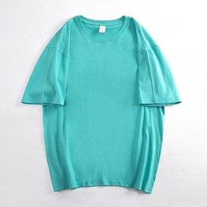 T-shirt en coton à manches courtes et col rond pour femme, coupe ample, couleur unie, respirant, style décontracté printemps-été, personnalisable OEM ODM - Product Image 2
