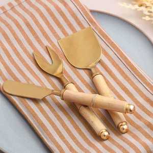Handmade Natural Bamboo Root Handle Cutlery Set Vintage Stainless Steel Flatware Set Knife Fork <b>Spoon</b> for Rustic Wedding - Product Image 3