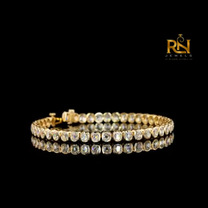 Old Mine Cushion Cut Lab Grown Diamond Tennis Bracelet Vintage Eternity Link Bracelet 9K 14K 18K <b>Solid</b> <b>Gold</b> Fine Jewelry - Product Image 2