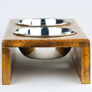 ชามใส่อาหารสัตว์เลี้ยงวินเทจเหล็กและไม้ ขายดี ออกแบบอย่างพิถีพิถัน สำหรับสุนัขและแมว เหมาะสำหรับเป็นของขวัญทางธุรกิจ - Product Image 2