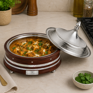 Marvel Handicrafts Heritage Insulated Stainless Steel Casserole with Mother of Pearl Wood Finish Premium Thermal Hot Food Serve - Product Image 3