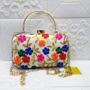 Craftstages International Luxury Handmade Embroidered Evening <b>Clutch</b> Bags for Women | Designer Metal Handle Party <b>Wedding</b> - Product Image 1