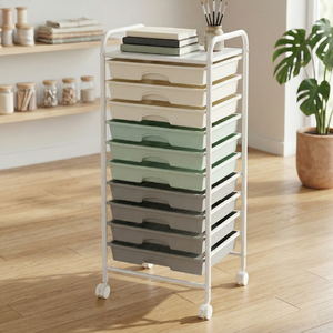 Chariot de rangement multifonctionnel en métal à 10 tiroirs avec étagère, fabriqué à Taïwan, pour cuisine, salon, bureau à domicile - Product Image 2