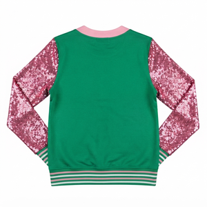 <b>Custom</b> Green Pink Sequin Sleeve V Neck Cardigan Sweater Women Greek Apparel Embroidery Logo Knit Button New Design Umri Sports - Product Image 6