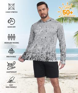 เสื้อตกปลาผู้ชายลายพราง ป้องกันแสงแดด UPF 50+ ผ้าโพลีเอสเตอร์ 100% พร้อมฮู้ดและหน้ากาก น้ำหนักเบา - Product Image 3