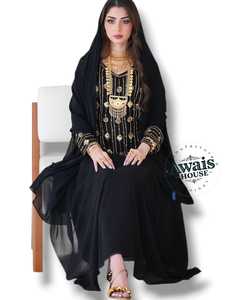 Robe longue Awais House pour femme, en polyester, broderie filigranée, col cœur, coupe ample, idéale pour les fêtes et la prière - Product Image 4