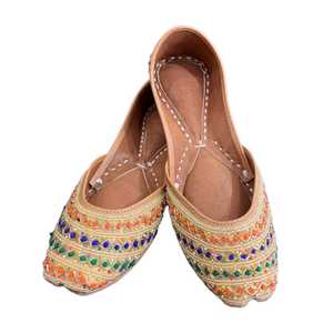 Chaussures plates traditionnelles pakistanaises brodées à la main de luxe pour mariée, escarpins pour femmes, chaussures de fête de mariage, vente en gros - Product Image 1