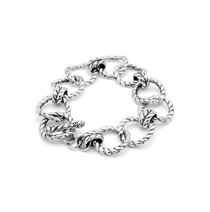 Pulsera de Cadena de Eslabones Ovalados con Cuerda Trenzada - Product Image 1