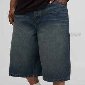 Pantalones Cortos de Mezclilla Oscuros Rectos para Hombre, Talla Grande, Estilo Urbano, Casual, para Viajes y Uso Diario - Product Image 3